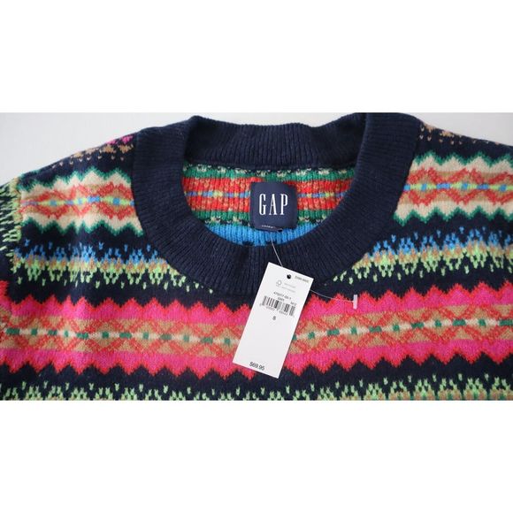 Gap Women's Sz S Multicolor Fair Isle Print Pullover Sweater $70 - Picture 3 of 4